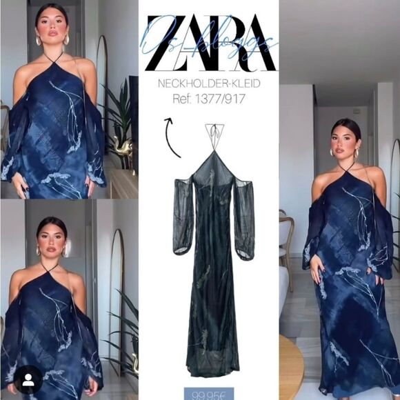 NWT ZARA Benla HALTER DRESSโWITH METALLIC THREAD AND BEADING - Picture 11 of 15